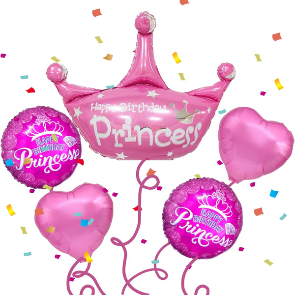 Happy Birthday Princess Balloon Bouquet - Pk / 5