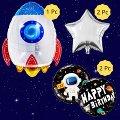 Birthday Blast Space Rocket Balloon Bouquet - Pk / 5