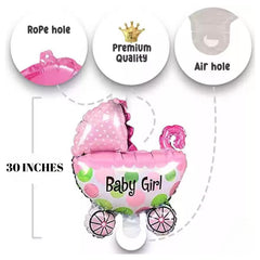 Baby Girl Pram Balloon Bouquet Pink – Pk / 5