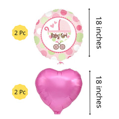 Baby Girl Pram Balloon Bouquet Pink – Pk / 5