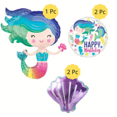 Mermaid Under the Sea Birthday Balloon Bouquet – Pk / 5