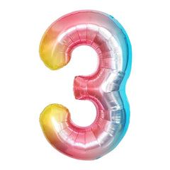 Giant number 3 Gradient Shaded Foil Balloon - 32 inches / 2.6 feet / 82 cm