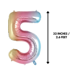 Giant number 5 Gradient Shaded Foil Balloon - 32 inches / 2.6 feet / 82 cm