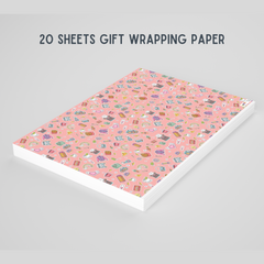 Girly Chic Gift Wrapping Paper with Name Tags – Pk / 40 pcs