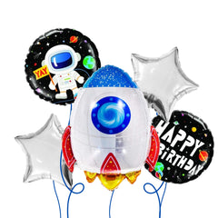 Birthday Blast Space Rocket Balloon Bouquet - Pk / 5