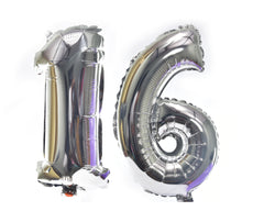 Silver Number Foil Balloon- 16 inches