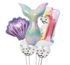 Under the Sea Mermaid First Birthday Balloon Bouquet Pk/7