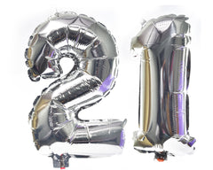 Silver Number Foil Balloon- 16 inches