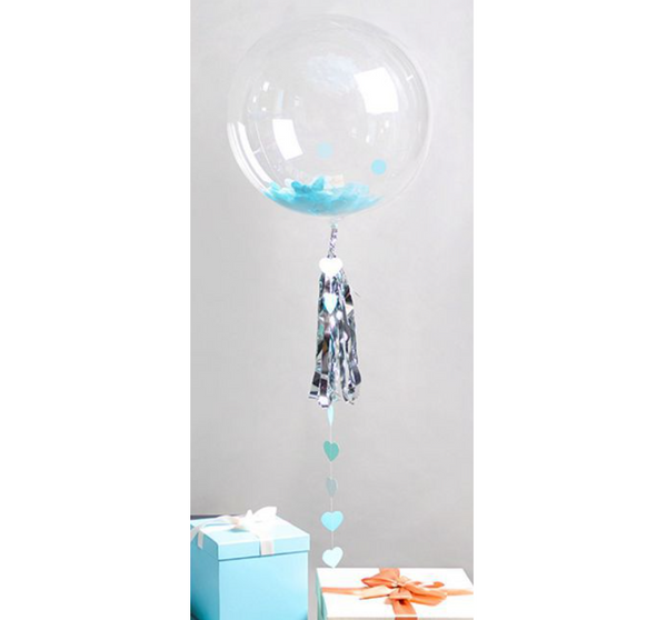 Helium Bobo Balloon with Confetti & Tassle Set - Blue