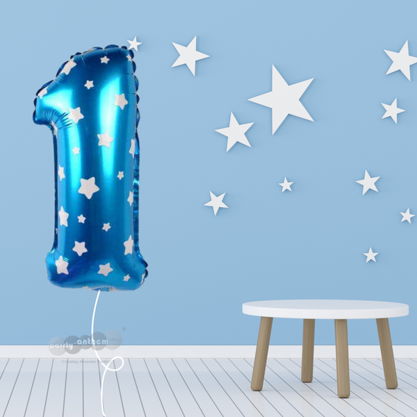 Giant First birthday Blue number 1 Balloon - 3 feet