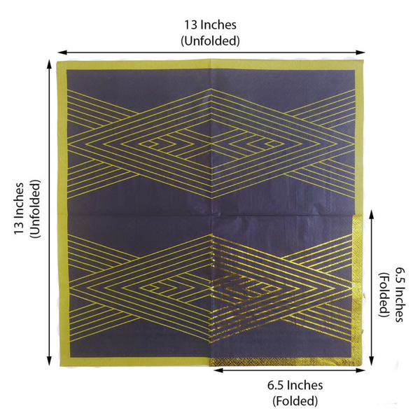 Black and Gold Foil Paper Napkins 2 ply - 40/pack