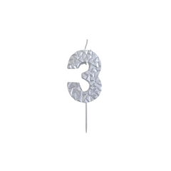 Textured Silver Numbered Candles - 1 / Pack
