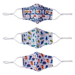 Smart Shield Face Masks for Boys- 3/pk with Complimentary 2x50 ml Germ Busters Hand Sanitizers