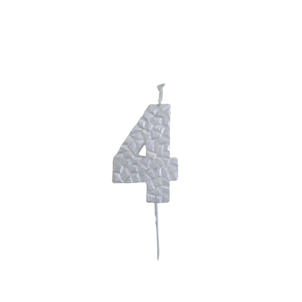 Textured Silver Numbered Candles - 1 / Pack