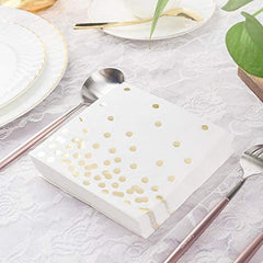 Gold Polka Dot Confetti Foil Paper Napkins 2 ply - 40/pack