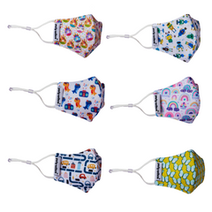 Smart Shield Face Masks for Kids age 3-7 years- 6/pk with Complimentary 4x50ml Germ Busters Hand Sanitizers
