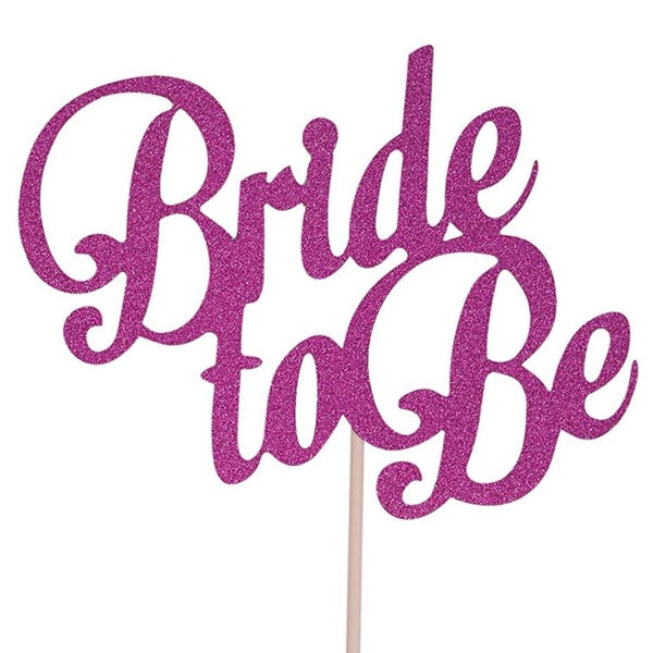 "Bride to Be" Pink Glitter Paper Cake Topper