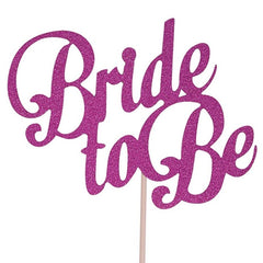 "Bride to Be" Pink Glitter Paper Cake Topper