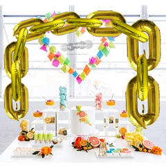 Gold Chain Foil Balloons Garland - 10.8 Feet