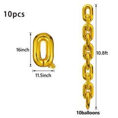 Gold Chain Foil Balloons Garland - 10.8 Feet