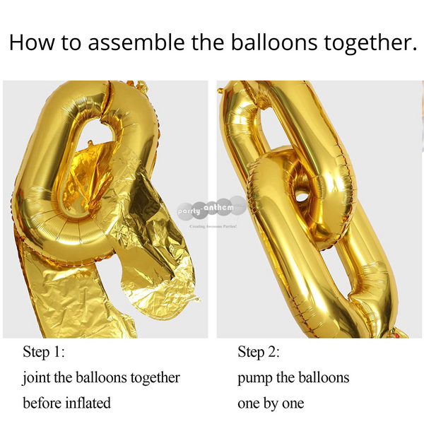 Gold Chain Foil Balloons Garland - 10.8 Feet