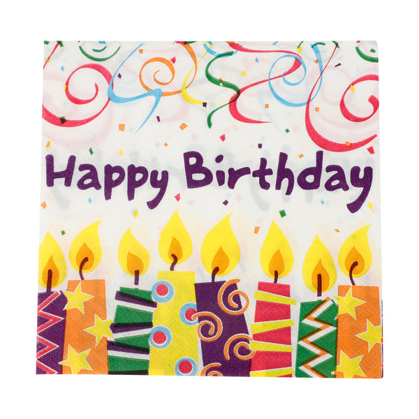 Happy Birthday candles print 2 ply Paper Napkins - Pk/40