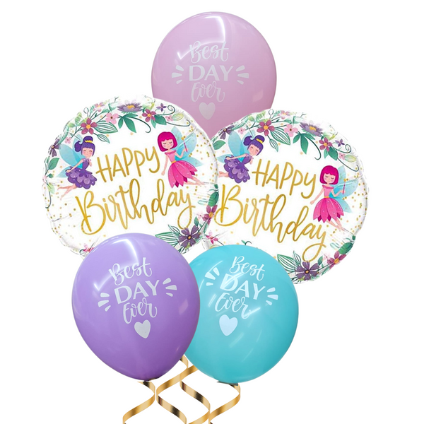 Happy Birthday Fairy Foil Balloon Set - 5/Pk