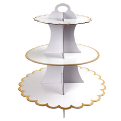 Gold Foil Scalloped Cupcake stand - 3 tier