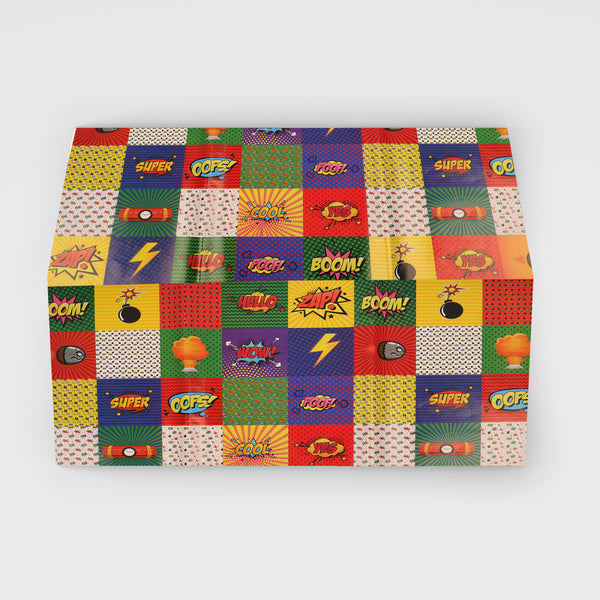 Superhero Gift Wrapping Paper with Name Tags – Pk / 40 pcs