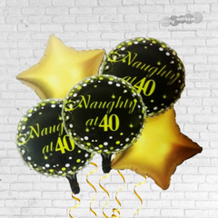 Naughty at 40 Happy Birthday Balloon Bouquet - Pk / 5