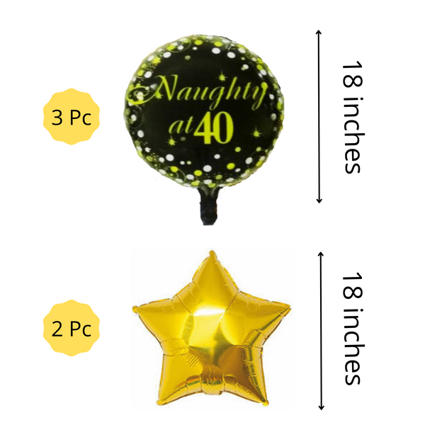 Naughty at 40 Happy Birthday Balloon Bouquet - Pk / 5