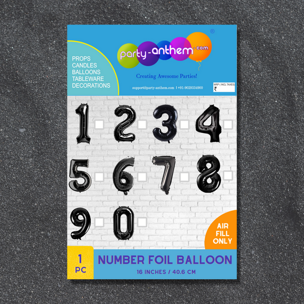 Black Number Foil Balloon- 16 inches