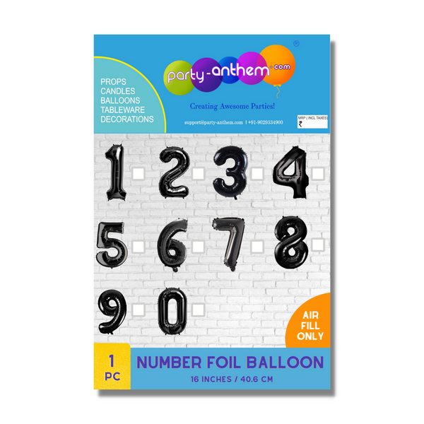 Black Number Foil Balloon- 16 inches