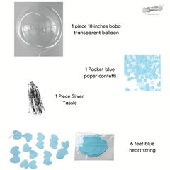 Helium Bobo Balloon with Confetti & Tassle Set - Blue