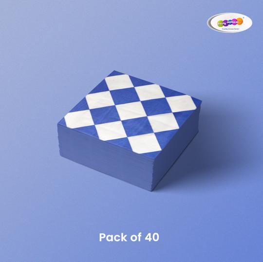 Diamond Checked Print 2 ply Paper Napkins - Pk/40