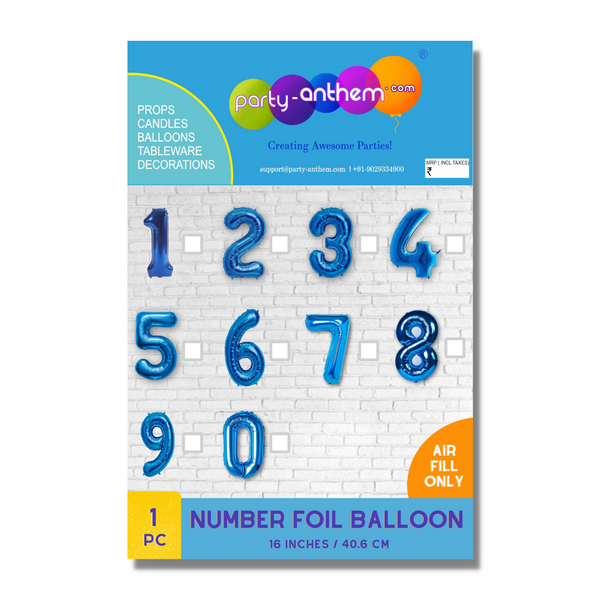 Blue Number Foil Balloon- 16 inches