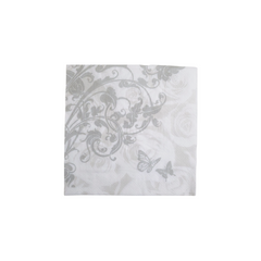 Silver Vintage floral butterfly Paper Napkins - Pk/40