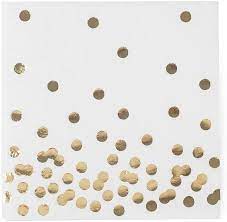 Gold Polka Dot Confetti Foil Paper Napkins 2 ply - 40/pack