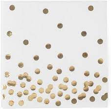 Gold Polka Dot Confetti  Foil Paper Napkins 2 ply - 40/pack