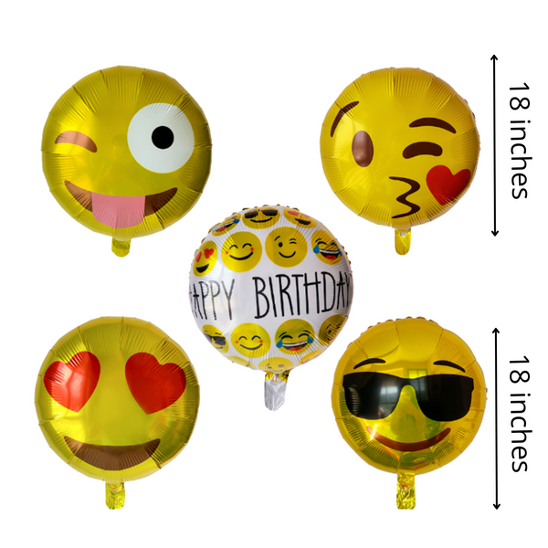 Emoji Happy Birthday Foil Balloon Bouquet - Pk / 5