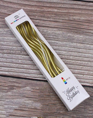 Twisty Curly Gold Metallic Tall Candles - 6 / Pk