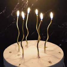 Twisty Curly Gold Metallic Tall Candles - 6 / Pk