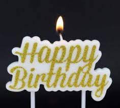 Golden Happy Birthday Glitter Candle