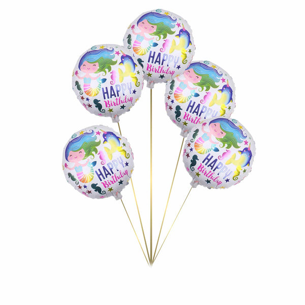 Mermaid Birthday Foil Balloon - Pk / 5