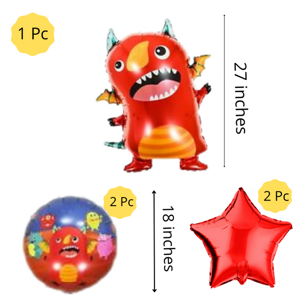 Monster Happy Birthday Foil Balloons - Pk / 5