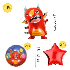 Monster Happy Birthday Foil Balloons - Pk / 5
