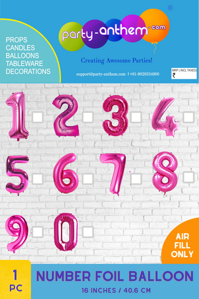 Hot Pink Number Foil Balloon- 16 inches