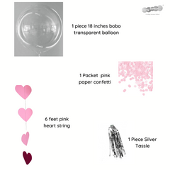 Helium Bobo Balloon with Confetti & Tassle Set - Pink