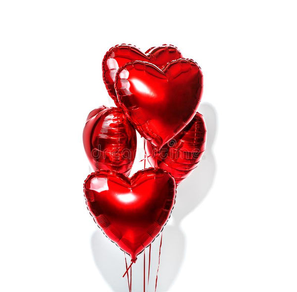 Red Heart Foil Balloon - 5/Pk