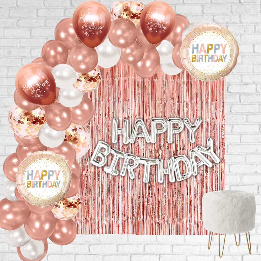 Rose Gold Happy Birthday DIY Balloon garland arch - 215/Pk